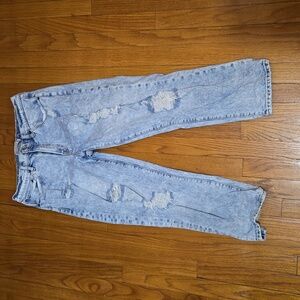 A&F boyfriend mid rise acid wash jeans distressed size 10/30 waist